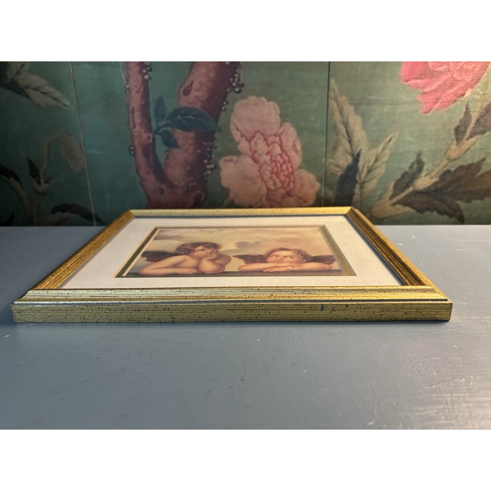 Vintage Celestial Cherub Angels Framed Print Gold Frame Romantic Baroque 9x11 - Picture 4 of 8